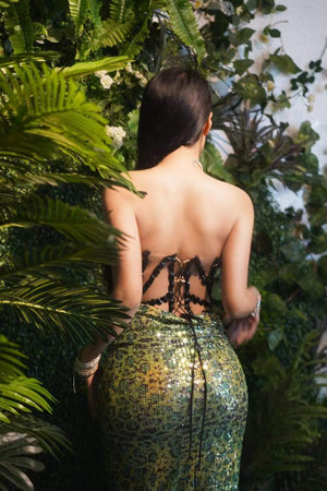 Tropical Leopard Fern Fashion Split Dress