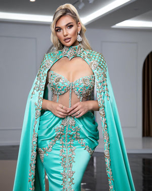 Tahira Royal Cape Formal Fashion Dress