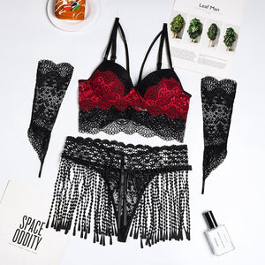 Bohemian Lace Dancer Set with Belly Skirt and Sleeves