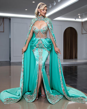 Tahira Royal Cape Formal Fashion Dress