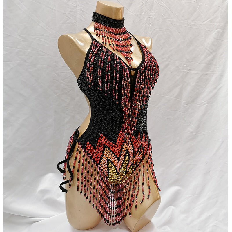 Torch of Olympia Sequin Swimsuit with Choker