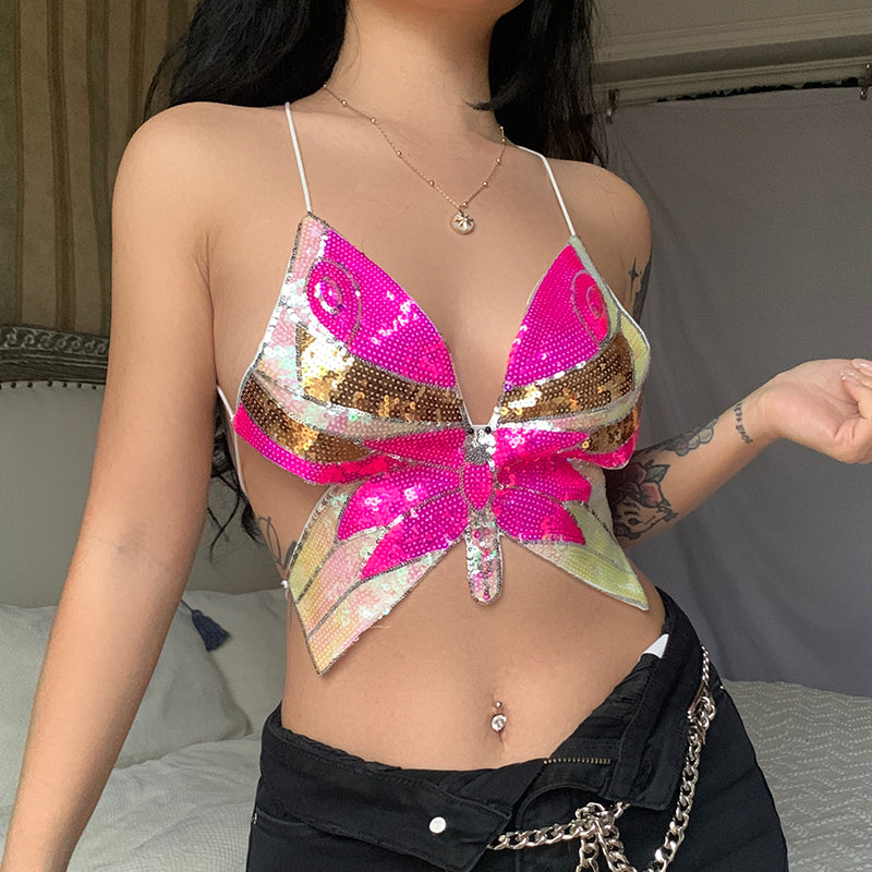 Sequin Butterfly Fashion Top