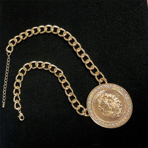 Antique Golden Lion Medallion Choker