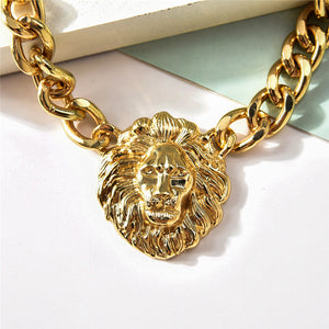 14K Gold-plated Golden Lion Medallion Choker